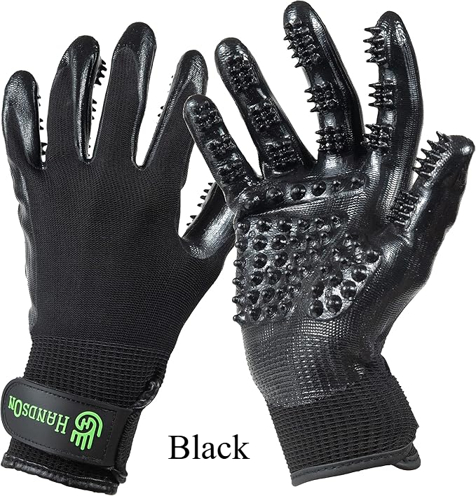 Pet Grooming Gloves - Patented #1 Ranked, Award Winning Shedding, Bathing, & Hair Remover Gloves - Gentle Brush for Cats, Dogs, and Horses (Grey, Large)