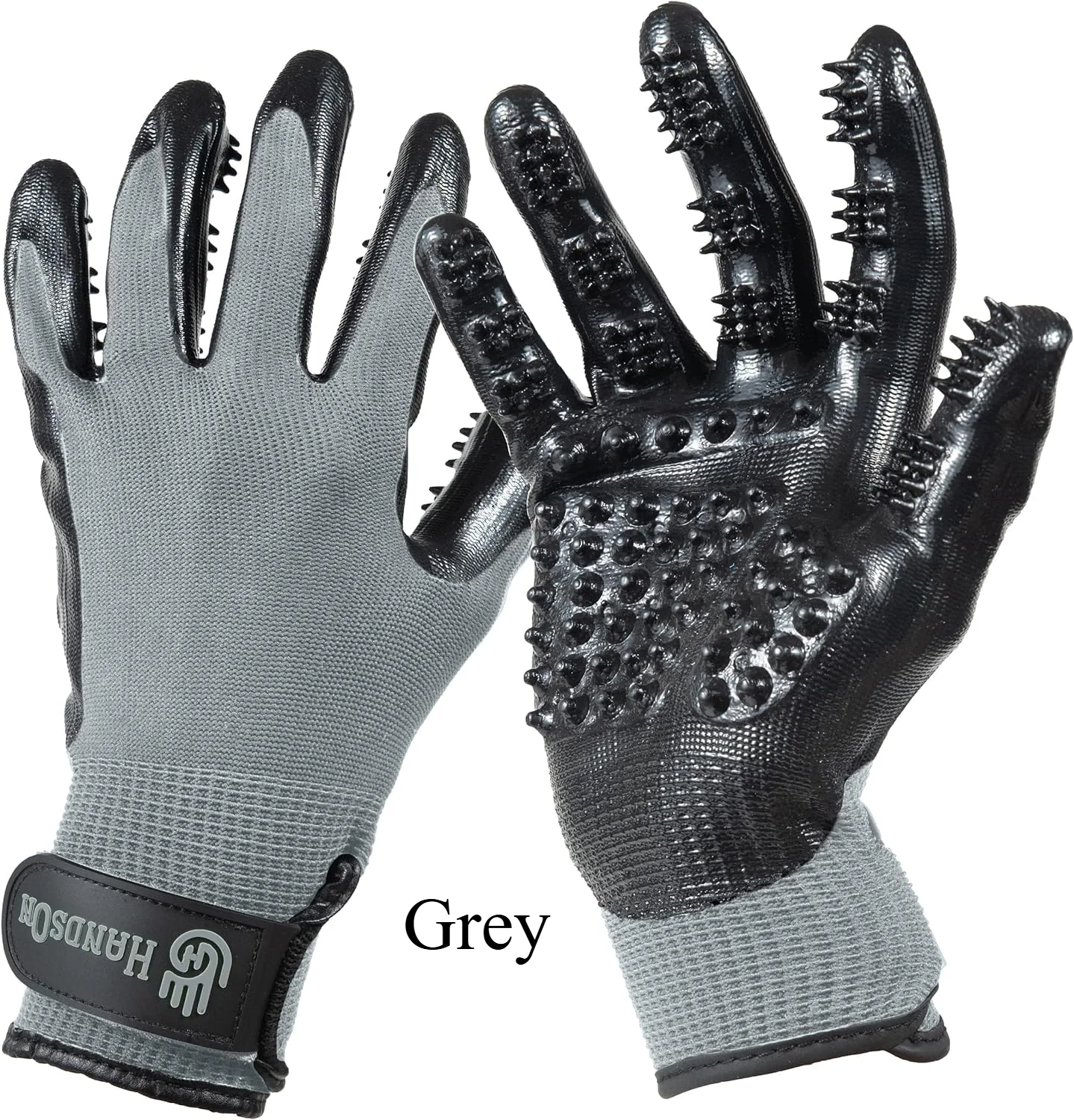 Pet Grooming Gloves - Patented #1 Ranked, Award Winning Shedding, Bathing, & Hair Remover Gloves - Gentle Brush for Cats, Dogs, and Horses (Grey, Large)