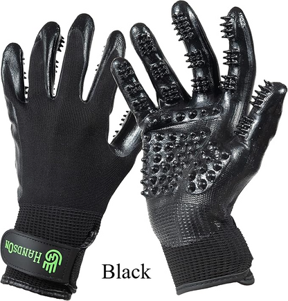 Pet Grooming Gloves - Patented #1 Ranked, Award Winning Shedding, Bathing, & Hair Remover Gloves - Gentle Brush for Cats, Dogs, and Horses (Grey, Large)