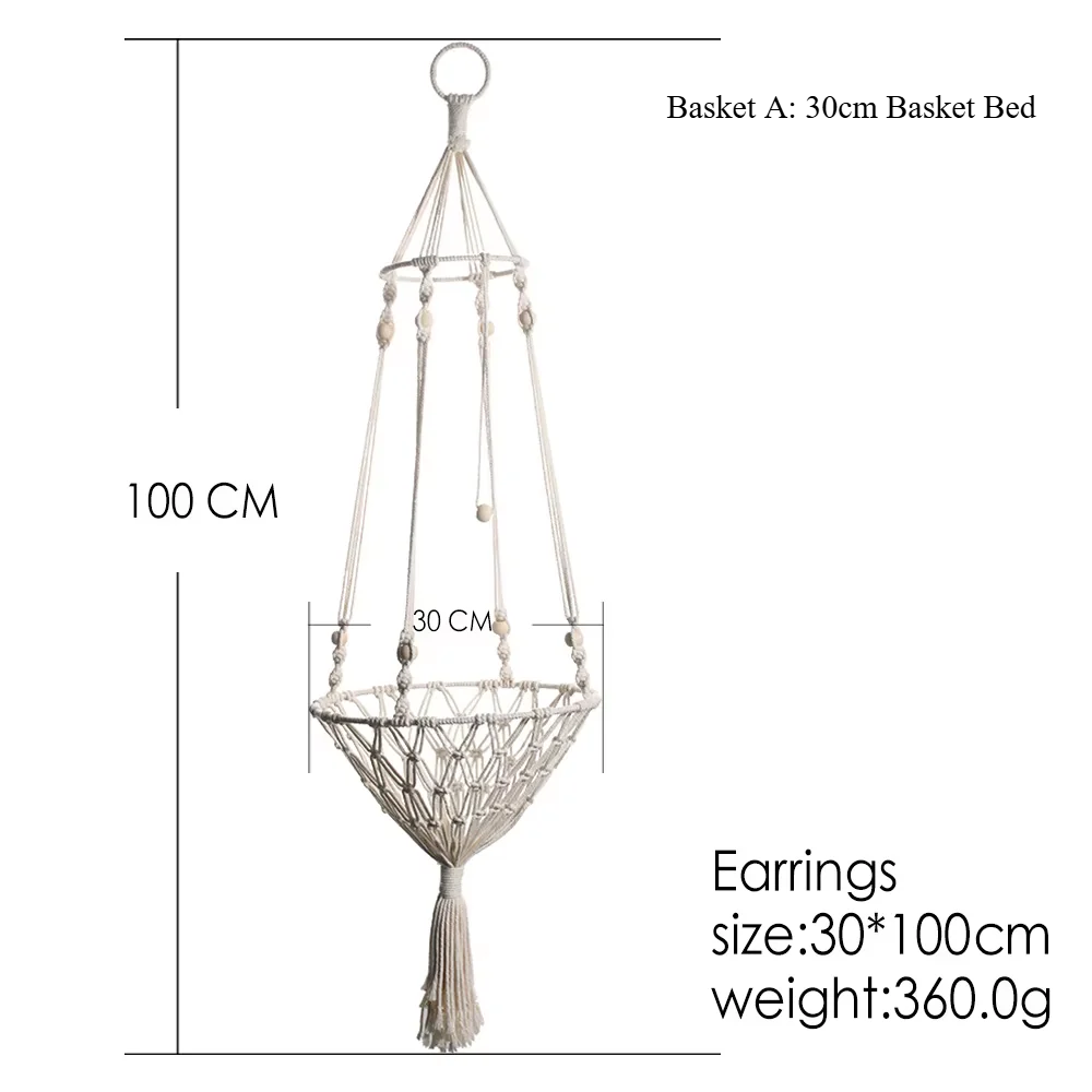 Pet Cat Hammock Swing Bed Bohemian Handwoven Tapestry Cotton Macrame for Home Bedroom Decoration Wall Hanging without Mat