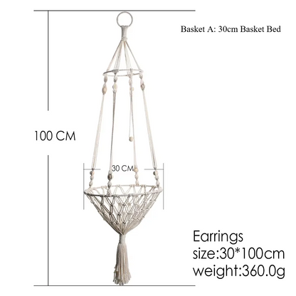 Pet Cat Hammock Swing Bed Bohemian Handwoven Tapestry Cotton Macrame for Home Bedroom Decoration Wall Hanging without Mat