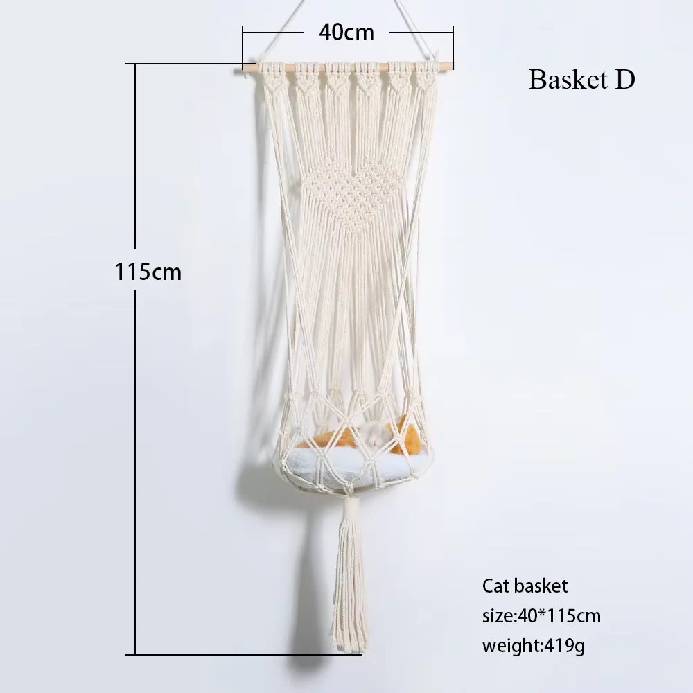 Pet Cat Hammock Swing Bed Bohemian Handwoven Tapestry Cotton Macrame for Home Bedroom Decoration Wall Hanging without Mat