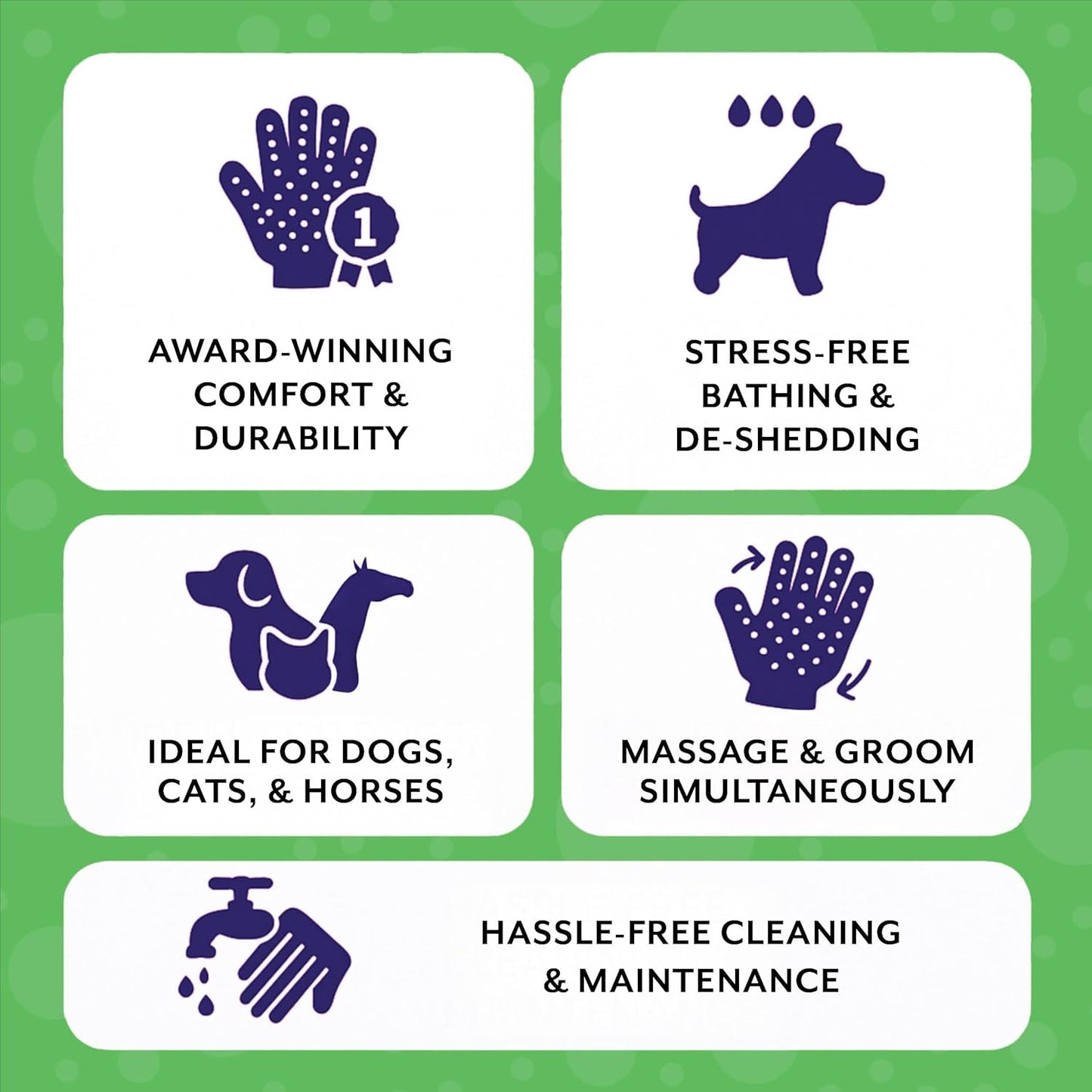 Pet Grooming Gloves - Patented #1 Ranked, Award Winning Shedding, Bathing, & Hair Remover Gloves - Gentle Brush for Cats, Dogs, and Horses (Grey, Large)
